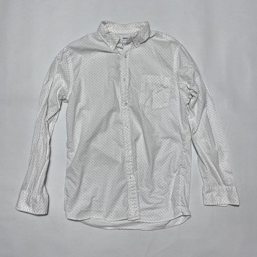 Sonoma Modern Fit Dress Shirt White w/Dots Large